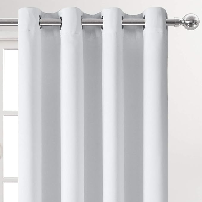 DWCN Curtains for Bedroom, Room Darkening Thermal Insulated Living Room Drapes, W52 x L72 Inches Long, Set of 2 Greyish White Grommet Panels