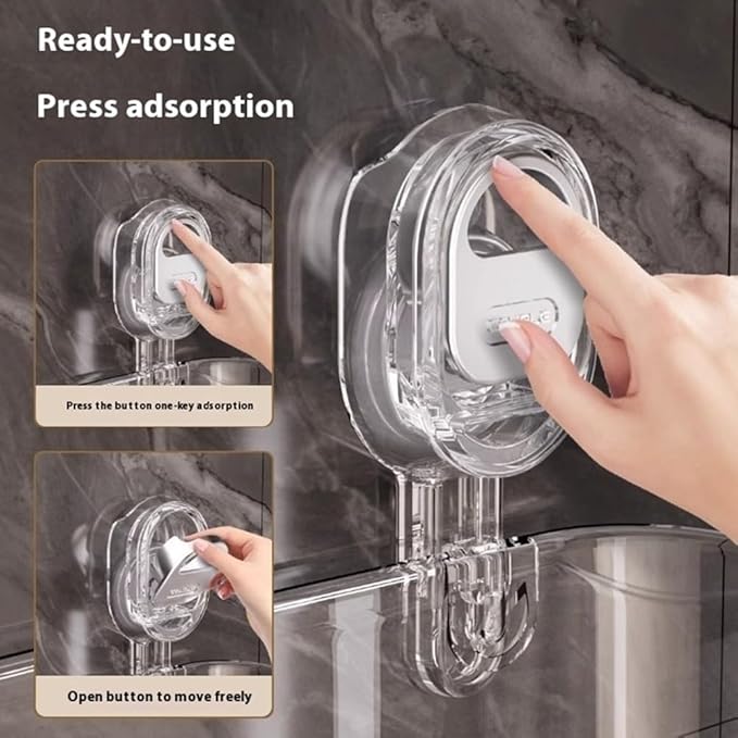 No-Drill Bathroom Suction Storage Box – Large Capacity & Strong Load-Bearing,Corrugated Suction Cup Storage Holder,No Drill Hanging Mount Holder Bathroom Organizers And Storages Shelf (Gold)