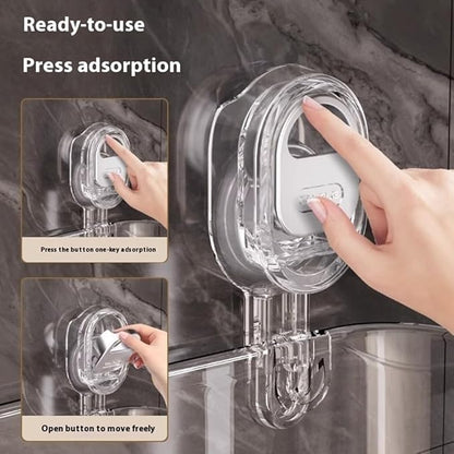 No-Drill Bathroom Suction Storage Box – Large Capacity & Strong Load-Bearing,Corrugated Suction Cup Storage Holder,No Drill Hanging Mount Holder Bathroom Organizers And Storages Shelf (Gold)