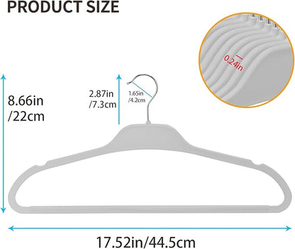 Non-Slip Rubber Coated Hangers, 30 Pack Plastic Clothes Hangers with 360° Swivel Hook 17.7 Inches Slim Space Saving Hangers for Adult Clothes Shirts Dresses Pants, Gray