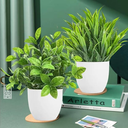 4-Piece Set of Black Potted mini Artificial Plants - Various Imitation Green Plants, Suitable for Home, Office, Farmhouse, Bathroom Decoration and Party Ornaments, Room Decoration