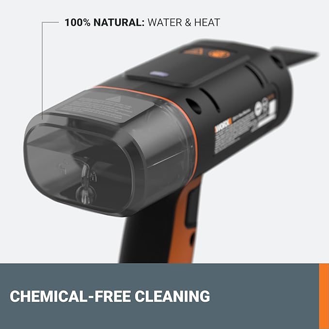 Worx 20V SteamStorm Cordless Handheld Steam Cleaner w/Accessories, Steamer for Cleaning 220°F 8-Second Preheat, Lightweight Portable Steamer for Home Car – Battery & Charger Included