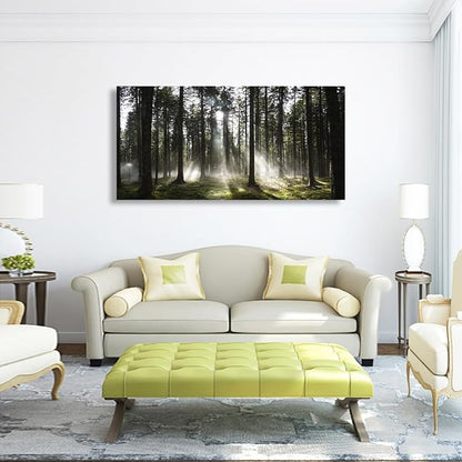 Sunlight Forest Pictures Canvas Wall Art for Living room Office Bedroom Wall Decor,Forest Wall Art Print Paintings Modern Darkly Green Nature Landscape Artwork Waterproof Ready to Hang-28x57 inch