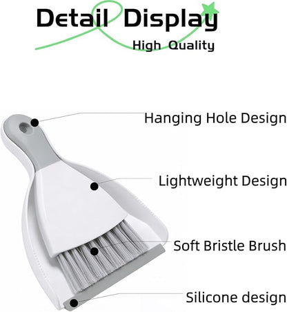 Mini Dustpan and Brush Set, Small Broom and Dustpan Set Dust Pan and Portable Hand Broom Dustpan and Broom Combo Compact for Desk, Table, Home, Kitchen Necessities