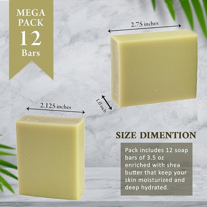 French Pear Scented Natural Soap Bars (5 Bars), 3.5oz Moisturizing French Triple Milled Soap Bars Enriched with Shea Butter - Pure Plant Oil Bath & Body