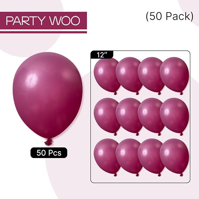 PartyWoo Dark Purple Balloons 50 pcs 12 Inch Dark Magenta Plum Latex Helium Balloons for Graduation Baby Shower Gender Reveal Wedding Butterfly Halloween Birthday Party Decorations Purple-F13