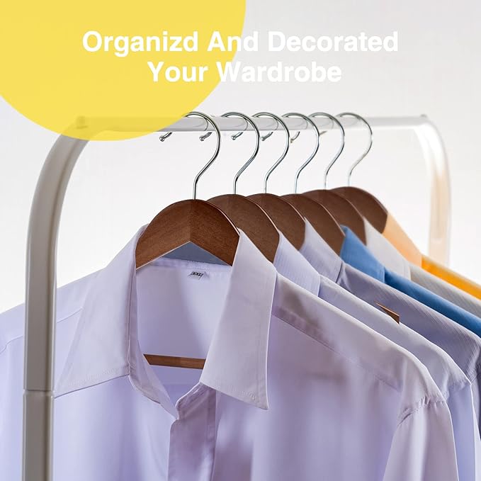 Wooden Hangers - 60 Pack - Clothes Hanger for Daily Used,Heavy Duty Wood Hangers with Precisely Cut Notches,Coat Hanger for Closet, Clothes Hangers for Shirt Suit Dres（Walunt）