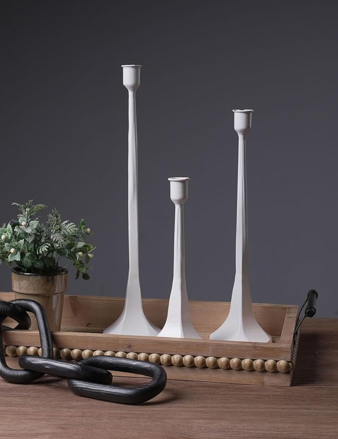 SEINHIJO Iron Taper Candle Holder Set of 3 - Decorative Tall Candle Stand, Candlestick Holder for Wedding, Dining Table, Party Decoration