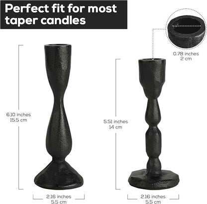 Black Taper Candle Holders Set of 2 Vintage Iron Black Candlestick Holder for Centerpiece Farmhouse Decorative Candlesticks for Wedding Christmas Mantel Dining Table Home Decor