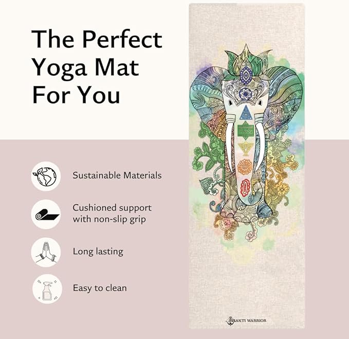Pro Hemp Mat - Artist Designed, Premium Printed Eco-Friendly Non-Slip mat, Great for Regular & Hot Yoga, Pilates, Workouts 72 inch x 24 inch x 3mm Thick