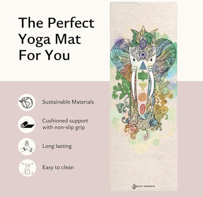 Pro Hemp Mat - Artist Designed, Premium Printed Eco-Friendly Non-Slip mat, Great for Regular & Hot Yoga, Pilates, Workouts 72 inch x 24 inch x 3mm Thick