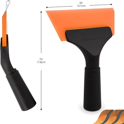 EHDIS Small Squeegee 5 inch Rubber Window Tint Windshield Scraper for Car,Glass, Mirror, Shower, Door,Bathroom Cleaning(Orange, 2)