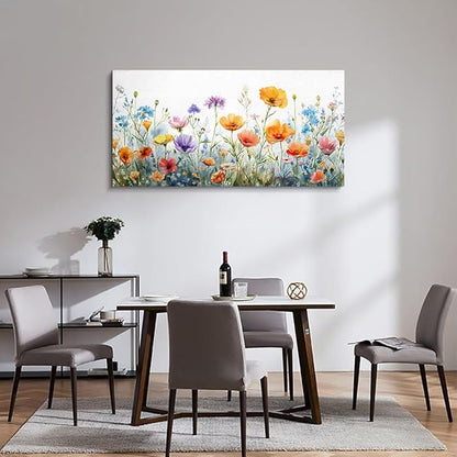 Wapluam Large Wall Decor For Living Room Wall Art For Bedroom Office Decoration Vintage Wildflower Canvas Prints Painting Flowers Pictures Artworks Ready To Hang Modern Aesthetic Room Home Decor