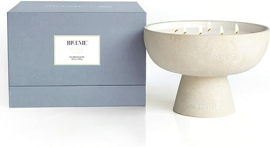 Blueme Renew Candle | Ivy & Rose | 6 Wick - Refillable Wellness Candle with Essential Oils, Hand Finished & Poured Soy Wax Blend Ceramic Vessel, Natural Cotton Wicks | Giant 45 oz