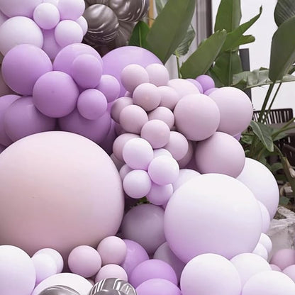 130pcs Lilac Purple Balloons Different Sizes 18" 12" 10" 5" Faded Purple Latex Balloon Garland Arch Kit for Birthday Baby Shower Graduation Wedding Gender Reveal Party Decorations