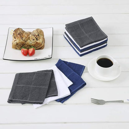 Glynniss Dishcloths Kitchen Highly Absorbent Dish Rags 100% Cotton Dish Cloths for Washing Dishes (red White)
