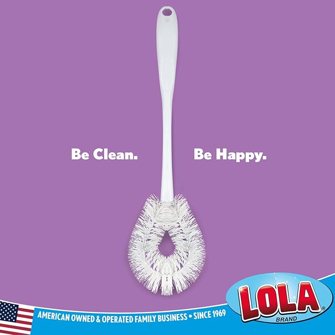LOLA Toilet Bowl Brush w/Curved Head, 4 Pack, Coated Wire, Durable Poly Bristles, Reaches Under Toilet Bowl Rim