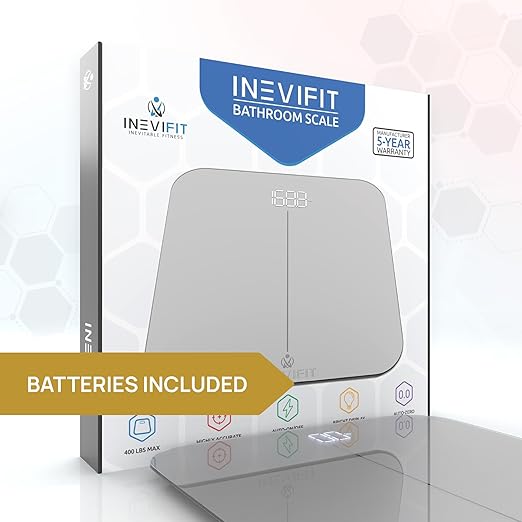 INEVIFIT Premium Bathroom Scale, Highly Accurate Digital Bathroom Body Scale, Precisely Measures Weight up to 400 lbs