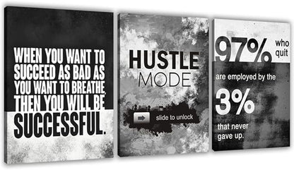 Motivational Painting Wall Art 3 Pieces Canvas Print Success Wall Art for Home Office Living Room Leader Canvas Quotes Inspirational Positive Poster Framed Motivation Artwork [36''Wx 16''H]