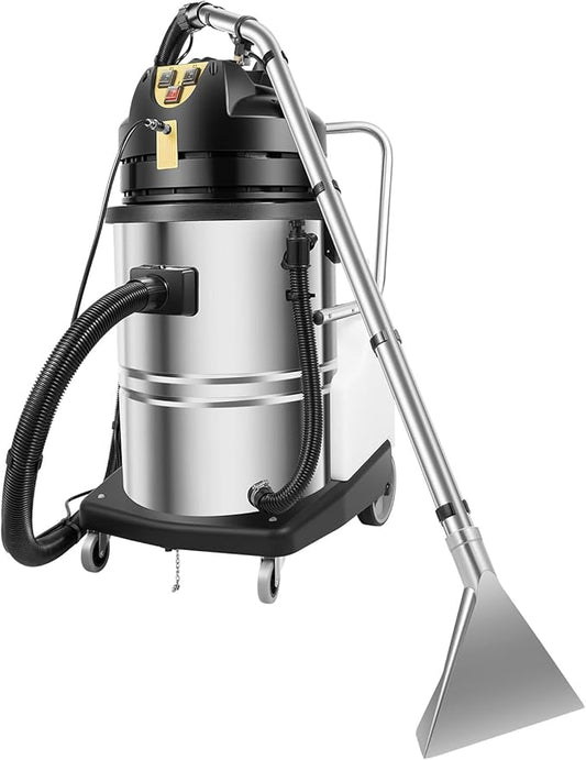 LOYALHEARTDY Carpet Cleaner Machine, 3 in 1 Portable Wet Dry Sofa Curtain Fabric Dust Cleaner,60L Commercial Floor Cleaning Machines with Long Flat/Dry/Water Vacuum Head and Round Brush