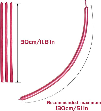 KAWKALSH 260 Metallic Red Long Balloons for Balloon Garland Thickening Skinny Latex Twisting Animals Modeling Christmas Birthday Wedding Party Festival Decorations 100pcs