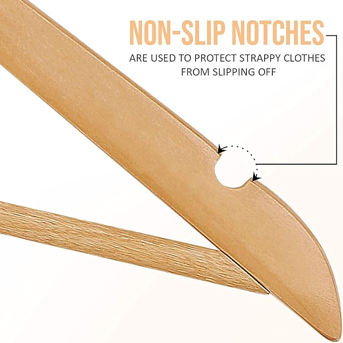 Utopia Home Premium Wooden Hangers 30 Pack - Heavy Duty & Durable Coat Hanger - Wood Hanger with 360-Degree Rotatable Hook - Clothes Hangers with Non-Slip Shoulder Notches For Shirts & Coats (Natural)
