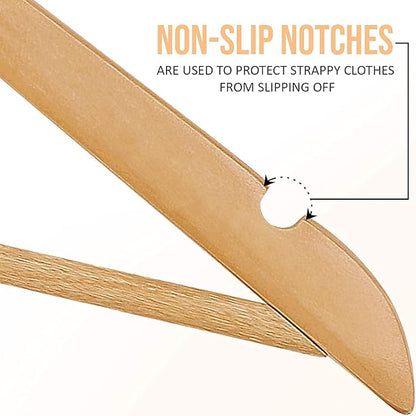 Utopia Home Premium Wooden Hangers 30 Pack - Heavy Duty & Durable Coat Hanger - Wood Hanger with 360-Degree Rotatable Hook - Clothes Hangers with Non-Slip Shoulder Notches For Shirts & Coats (Natural)