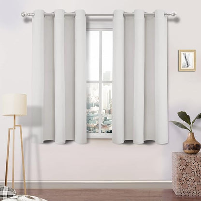 DWCN Curtains 54 Inches Long, Thermal Blackout for Short Drapes for Small Windows, Room Darkening Panels for Bedroom - W42 x L54 Inch 2 PCS, Ivory