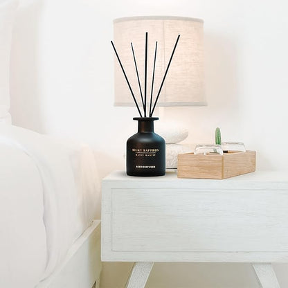 Silky Saffron Reed Diffuser 5 oz - Luxury Aromatherapy with Magnolia, Bergamot - Home Decor Gift for Bedroom, Office, Living Room, Bathroom - Long-Lasting Scent - Premium Fragrance Sticks