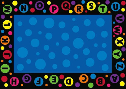 Alphabet Bubbles Classroom Rug 4' x 6' Rectangle, Educational Classroom Rug, Kids Learning Play Mat | Area Rug for Bedroom or Playroom