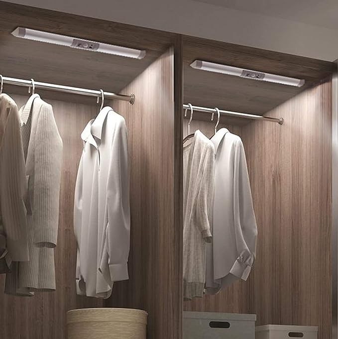 Joyzy 2 Pack Motion Sensor Closet Lighting with Eye Protection Design Automatic Closet Lights Battery Operated Pantry Light Wireless Lightings, LED Rechargeable Counter Lighting for Wardrobe Cabinet