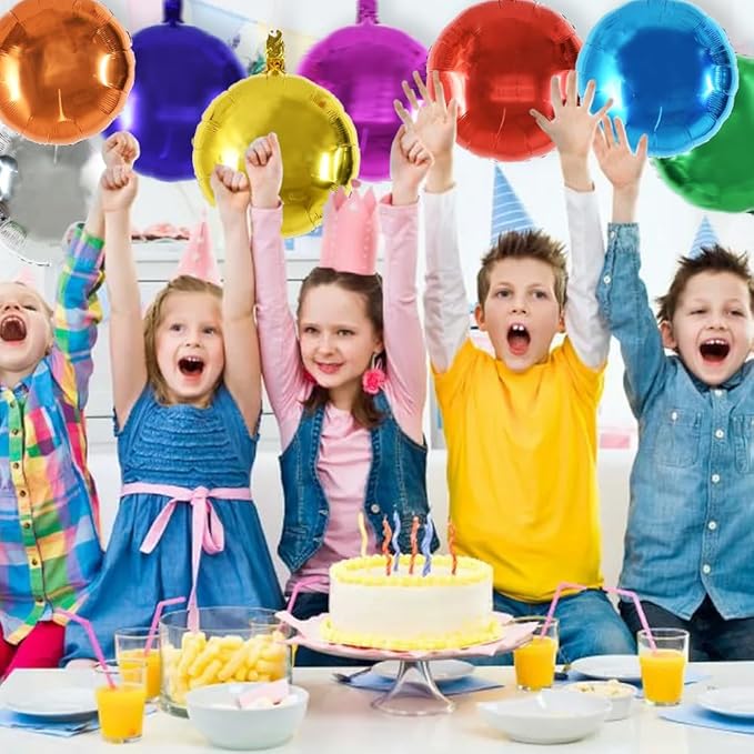 TONIFUL 30Pcs 18 Inch Large Colorful Round Shape Foil Balloons Big Colorful Circle Helium Mylar Ballons for Birthday Wedding Baby Shower Anniversary Engagement Party Decor Supplies