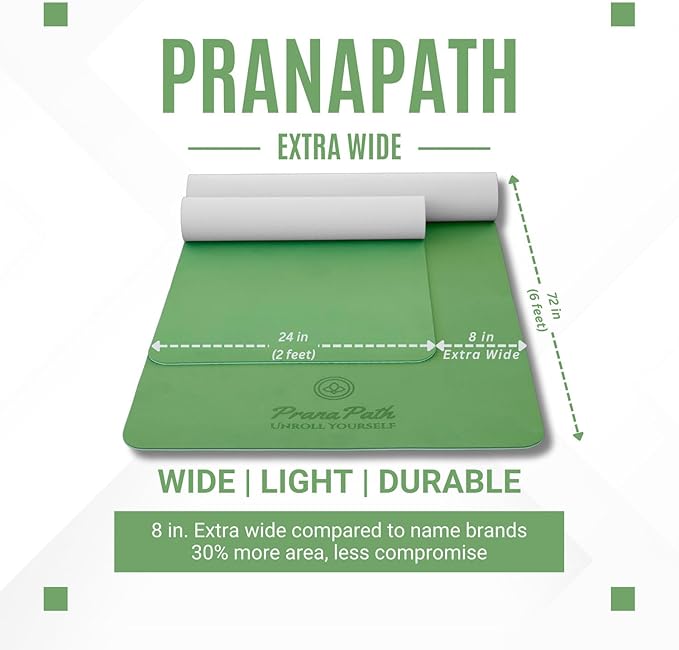 Extra Wide Yoga Mat (72”x32”x6mm) - TPE, Dual-Color, Non-Slip, w/Mesh Carry Bag & Strap