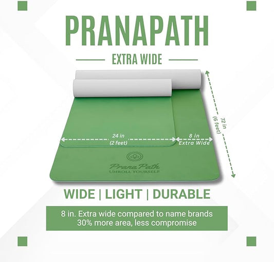 Extra Wide Yoga Mat (72”x32”x6mm) - TPE, Dual-Color, Non-Slip, w/Mesh Carry Bag & Strap
