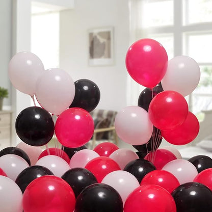 300 Pack Red Black White Balloons 100 of each of the 3 colors 12 inch Red White Black Latex Party Balloon Bulk for Various Party Events Decorations