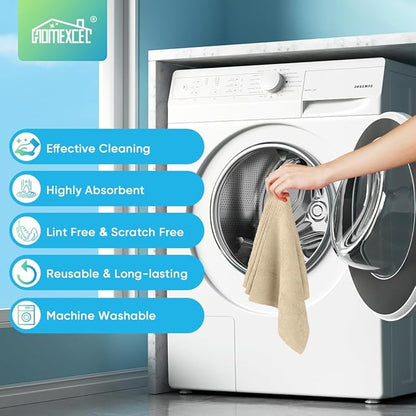 HOMEXCEL Brown Microfiber Cleaning Cloths 20 Pack, Highly Absorbent, Lint & Scratch-Free Cleaning Rags for House Kitchen, Microfiber Towels for Car 11.5 x 11.5 inch
