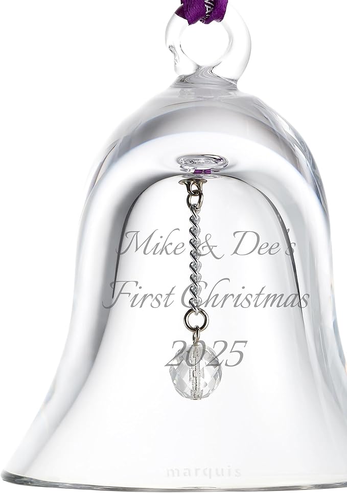 Marquis by Waterford Personalized 2025 Holiday Bell Ornament, Custom Engraved Crystal Bell Christmas Ornament for Chistmas Tree, Holiday Decoration