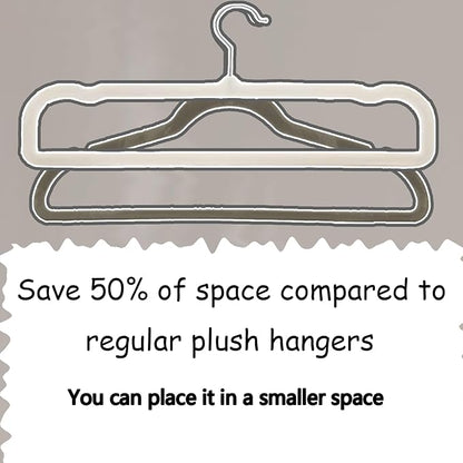Pants Hangers Non Slip - 20 Pack Velvet Hangers for Closet - Thin Space Saving Clothes Hanger - Strong, Durable, Perchas Terciopelo with 360° Rotatable Hook for Jean, Tank Top, Bra, Shorts (Beige)