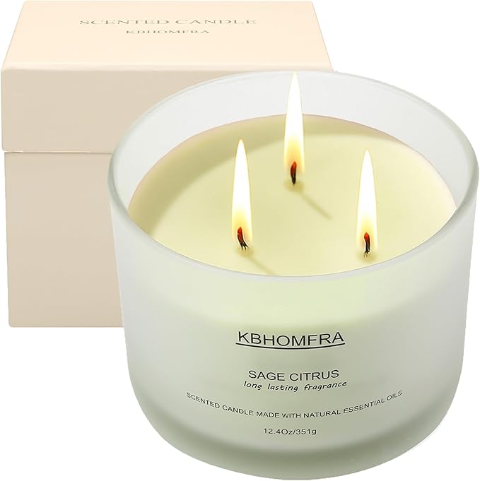 Scented Candles for Home, Sage Citrus Candles Aroma Fragrant 12.4oz Soy Wax, Luxury Large Candle Gift,up to 70 Hours Burn Time, Birthday Gifts for Women&Men Festival Relaxation Ambience