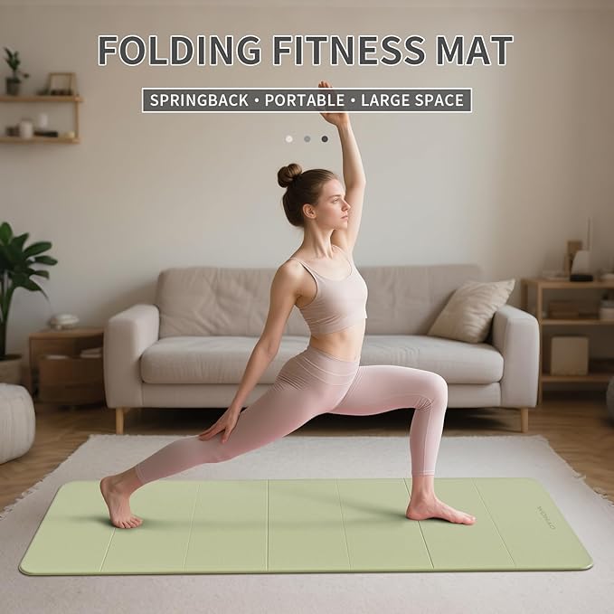 7-Fold Yoga Mat 70"x24" - 1/2 Inch Thick Folding Exercise Mat, Compact Non-Slip TPE Mat for Travel, Storage, Yoga & Home Gym, Lightweight & Portable