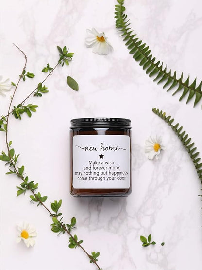 House Warming Gifts New Home, New Home Candle,Gifts for Women,House Warming Gift for Women and Men,Gift for Home Buyers, New Homeowner,Sandalwood & Rose Scented Candle,7oz