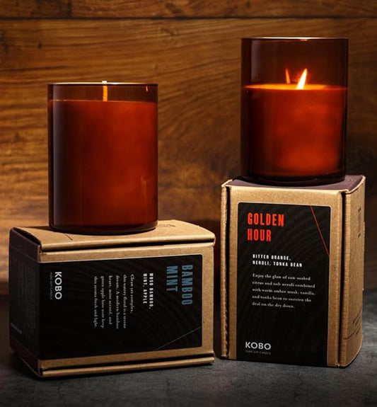 KOBO Golden Hour Scented Candle (15 oz) | 100% Pure Soy Wax Candles | Jar Candle Hand-Poured in USA | All Natural, Long Lasting 100 Hour Burning Candles | Scented Candles for Home