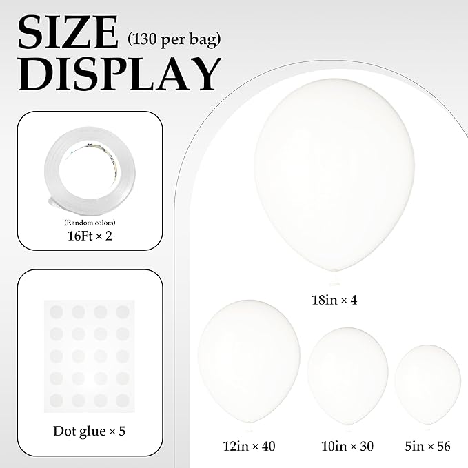 130PCS Clear Balloons, Latex Balloons Different Sizes 18/12/10/5 Inch, Helium Balloons with Ribbon, Party Balloon Set for Birthday Wedding Graduation Anniversary Baby Shower Decorations.