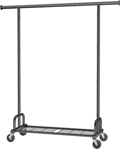 Clothes Rack - Large-Capacity Clothing Racks for Hanging Clothes with Lockable Wheels, Space-Saving Metal Coat Rack for Bedroom, Laundry Room, Entryway, 45.6" x 16.9" x 59", Black