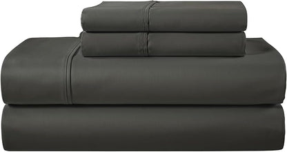 CHATEAU HOME COLLECTION California King Sheet Sets, 400 Thread Count Cotton Bed Sheets Deep Pocket Fits Upto 17", Soft & Comfy Cal King Sheets- Charcoal