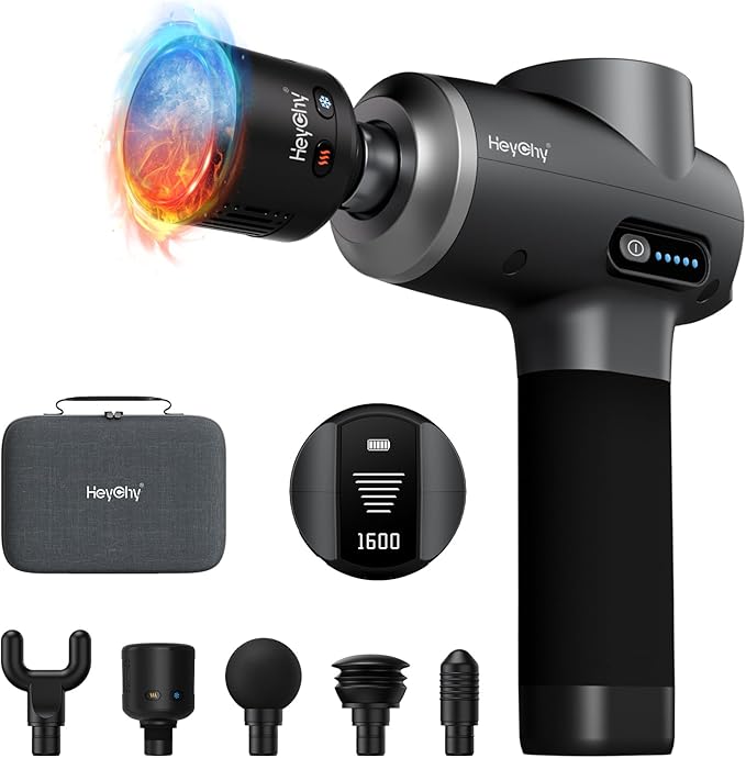 Percussion Massage Gun Deep Tissue with Heat and Cold, Portable Handheld Muscle Massager, Percussion Back Body Masajeador 12mm Amplitude for Athletes, Runner, Gifts for Men Women