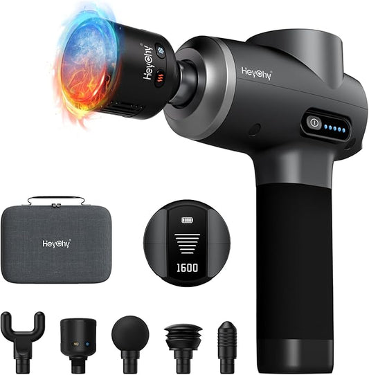 Percussion Massage Gun Deep Tissue with Heat and Cold, Portable Handheld Muscle Massager, Percussion Back Body Masajeador 12mm Amplitude for Athletes, Runner, Gifts for Men Women