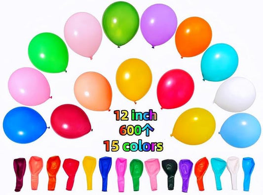 600 Pcs Balloons 15 Kinds Colors 12 inch Latex Rainbow Party Balloon Bulk for Various Party Events Decorations