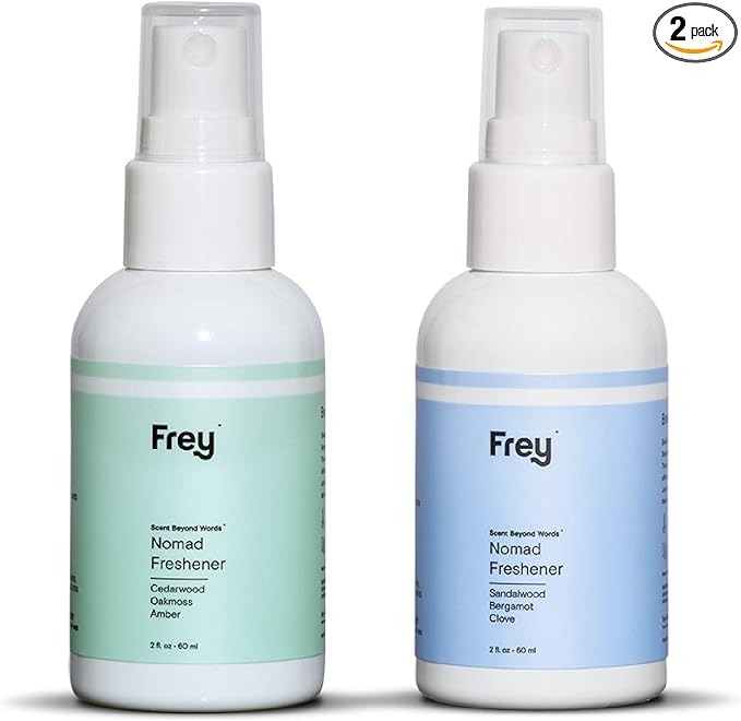 Frey Fabric Freshener Spray – Pack of 2 | Linen Spray Deodorizer for Laundry | Cedarwood & Sandalwood | 2oz Bottles