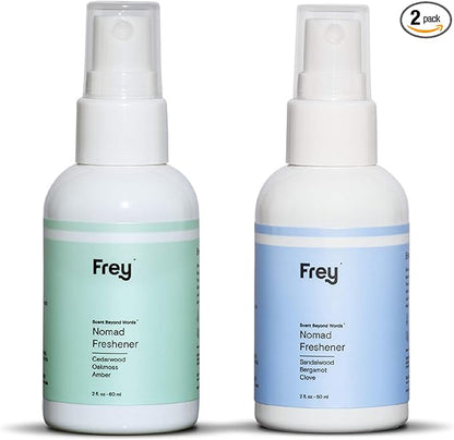 Frey Fabric Freshener Spray – Pack of 2 | Linen Spray Deodorizer for Laundry | Cedarwood & Sandalwood | 2oz Bottles
